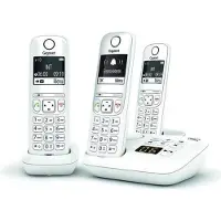 Gigaset Schnurloses Festnetztelefon AS690 A Trio, Weiß, 2 Mobilteile, 20 Klingeltöne, Freisprechen, Monochrom-Display