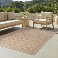 Tapiso Teppich YUCANA Outdoor Beige Balkon UV-beständig 200 x 300 cm