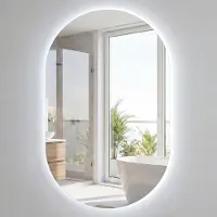 Costway Badspiegel, Badezimmerspiegel mit Beleuchtung, Rücklicht, 3-Farbtemperatur, Anti-Beschlag-Funktion&HD Glas, Wandspiegel, Spiegel Bad 80x50 cm