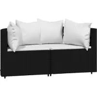 Syfax Garten-Ecksofas mit Kissen 2 Stk. Schwarz Poly Rattan