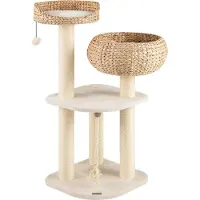 Northix Katzenbaum mit Sisalstämmen und Korb, 104 cm, Beige
