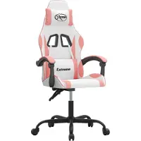Syfax Gaming-Stuhl Drehbar Weiß und Rosa Kunstleder