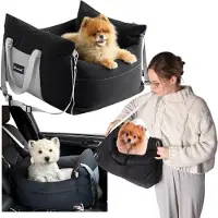 Mona WOBELL | 3‑in‑1 Autositztransporter für Hunde 50×40×40 cm – Autositz, Transporttasche & Liege, wasserabweisend, mit Sicherheitsleine, bis 10 kg