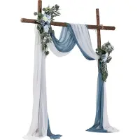 Vevor Künstlicher Hochzeitsbogen-Blumen-Set Blau mit 2 Blumen und 2 Vorhängen