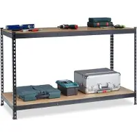 RXS Werkbank 120x60x90 cm Schwarz höhenverstellbar 150 kg Belastbarkeit zwei Ebenen