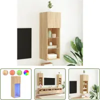 The Living Store TV-Schrank mit LED-Leuchten Sonoma-Eiche 30,5x30x90 cm
