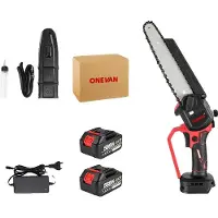 OEM Elektrische Kettensäge, bürstenloser Motor, 8 Zoll Führungsschiene, 2 Batterien Set A
