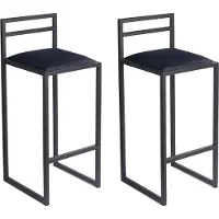 Ferro Barhocker 2er Set Schwarz 84 cm mit Lehne – Metall Barstuhl mit Polstersitz – Industrial Loft Style - Schwarz