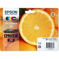 Epson Druckerpatrone, 33 Claria C13T33374011, Cyan, Magenta, Gelb, Schwarz, Fotoschwarz, 5er Pack, 24,4 ml