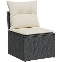 Syfax Gartensofa ohne Armlehnen mit Kissen Schwarz Poly Rattan
