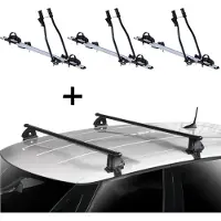 VDP 3x Fahrradträger SAGITTAR + Dachträger EVO Stahl kompatibel mit Abarth 500 3 Türer ab 2007