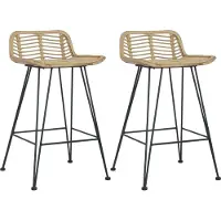 The Living Store Barhocker 2 Stk. Rattan Natur