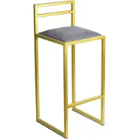 Ferro Barhocker 95 cm Schwarz mit Lehne – Gepolsterter Metall Barstuhl im Loft Stil - Gold - Grau