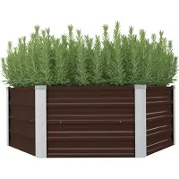 Syfax Hochbeet Braun 129 x 129 x 45 cm Verzinkter Stahl