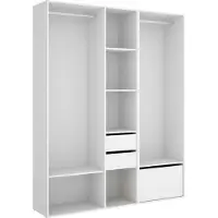 Dmora Großer Kleiderschrank Breda, Schlafzimmermöbel, Schrank, Garderobe, 158x45 h205 cm, Weiß und Eiche