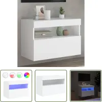 The Living Store TV-Wandschrank mit LED-Leuchten Weiß 60x30x40 cm