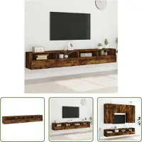 The Living Store TV-Wandschränke 2 Stk. Räuchereiche 100x30x30 cm Holzwerkstoff