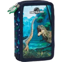 Derform Dino Federtasche gefüllt 2 Fach Federmäppchen Stifte Etui Federmappe Dinosaurier