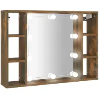 Syfax Spiegelschrank mit LED Räuchereiche 76x15x55 cm
