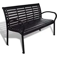 The Living Store Gartenbank 125 cm Stahl und WPC Schwarz