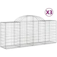 vidaXL Gabionen mit Hochbogen 3 Stk. 200x50x80/100 cm Verzinktes Eisen
