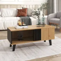 MODFU Couchtisch Wohnzimmertisch mit Stauraum,Wohnzimmertisch mit Schubladen-Beistelltisch 100 x 60 x 45 cm