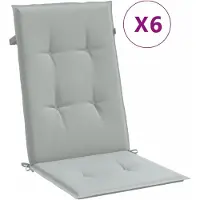 Syfax Hochlehner-Auflagen 6 Stk. Melange Hellgrau 120x50x4 cm Stoff