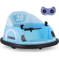 Costway Autoscooter Kinder, Bumper Car elektrisch mit blinkenden LEDs, Fernsteuerung, Musik & 360°-Drehung Kinderscooter für Kinder ab 18 Monaten Blau