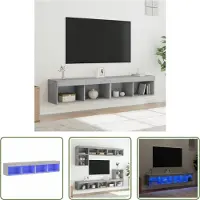The Living Store TV-Schränke mit LED-Leuchten 2 Stk. Betongrau 80x30x30 cm