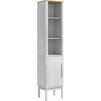 Syfax Bad hoher Schrank FLORO Weiß 35 x 30 x 160 cm Massivholz Kiefer