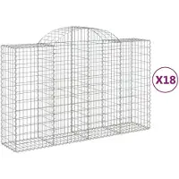 vidaXL Gabionen mit Hochbogen 18Stk. 200x50x120/140cm Verzinktes Eisen