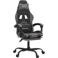 Syfax Gaming-Stuhl mit Fußstütze Schwarz und Grau Kunstleder