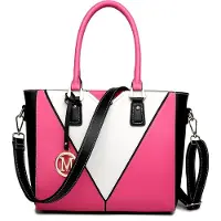 Sonstiges Moderne Miss Lulu Grau-Weiß Handtasche mit V-Design & Vielen Fächern