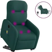 Syfax Elektrischer Massagesessel mit Aufstehhilfe Dunkelgrün Stoff