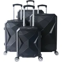 Cheffinger 4 tlg Reisekoffer Koffer Hartschale Trolley Set Kofferset Handgepäck Gepäck Reisetasche Schwarz