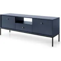 Furnlux Classic FURNLUX Tv Stand Mono Navy Blue Und Black 154cm / Hauptfarbe: Blau / Abmessungen: 154 x 39 x 56 cm