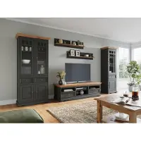 AEA Wohnwände Set Vitrine TV Kommode Wandregale Kommoden Schrank Holz Möbel 5 tlg.
