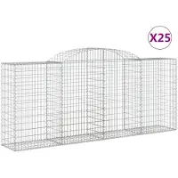 vidaXL Gabionen mit Hochbogen 25 Stk 300x50x120/140cm Verzinktes Eisen