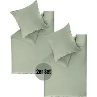 Schöner Wohnen Kollektion SCHÖNER WOHNEN-Kollektion Satin Bettwäsche PLAIN Grün 135 x 200 cm - 2er Set