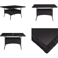 vidaXL Garten Esstisch Schwarz Poly Rattan und Glas - Gartentisch - Gartentische - Esstisch - Esstische