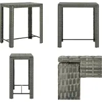 vidaXL Garten Bartisch Grau 100x60,5x110,5 cm Poly Rattan - Bartisch - Bartische - Gartentisch - Gartentische