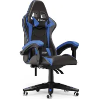 Bigzzia Gaming Stuhl Ergonomisch - Gamer Stühle mit Lendenkissen + Kopfstütze Gaming Chair Höhenverstellbar Bürostuhl Computerstuhl für Erwachsene Mädchen Junge - Schwarz Blau
