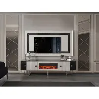 AEA Luxus Sidebaord Wohnwand mit Kamin Fernseher Ständer tv Board Wand Wohnwände