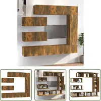 The Living Store 7-tlg. TV-Schrank-Set Räuchereiche Holzwerkstoff