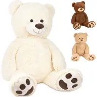 Ed Brubaker XXL Teddybär 100 cm groß - Stofftier Teddy Plüschtier Kuscheltier, Weiß