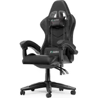 Bigzzia Gaming Stuhl Ergonomisch - Gamer Stühle mit Lendenkissen + Kopfstütze Gaming Chair Höhenverstellbar Bürostuhl Computerstuhl für Erwachsene Mädchen Junge, Schwarz