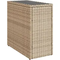 Syfax Garten-Beistelltisch Glasplatte Beige 58x27,5x55 cm Poly Rattan