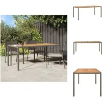 vidaXL Gartentisch 190x90x75 cm Poly Rattan und Akazienholz Grau - Gartentische