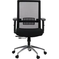 Stema Drehbarer ergonomischer Bürostuhl RIVERTON M/L/AL, verstellbare Armlehnen, Netzrückenlehne, verschiebbarer Sitz (vorne-hinten), Aluminiumbasis, Schwarz