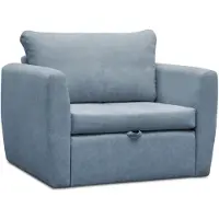 Beautysofa Schlafsessel LUNA, Blau, Loungesessel mit Bettfunktion, Bettkasten, Veloursstoff